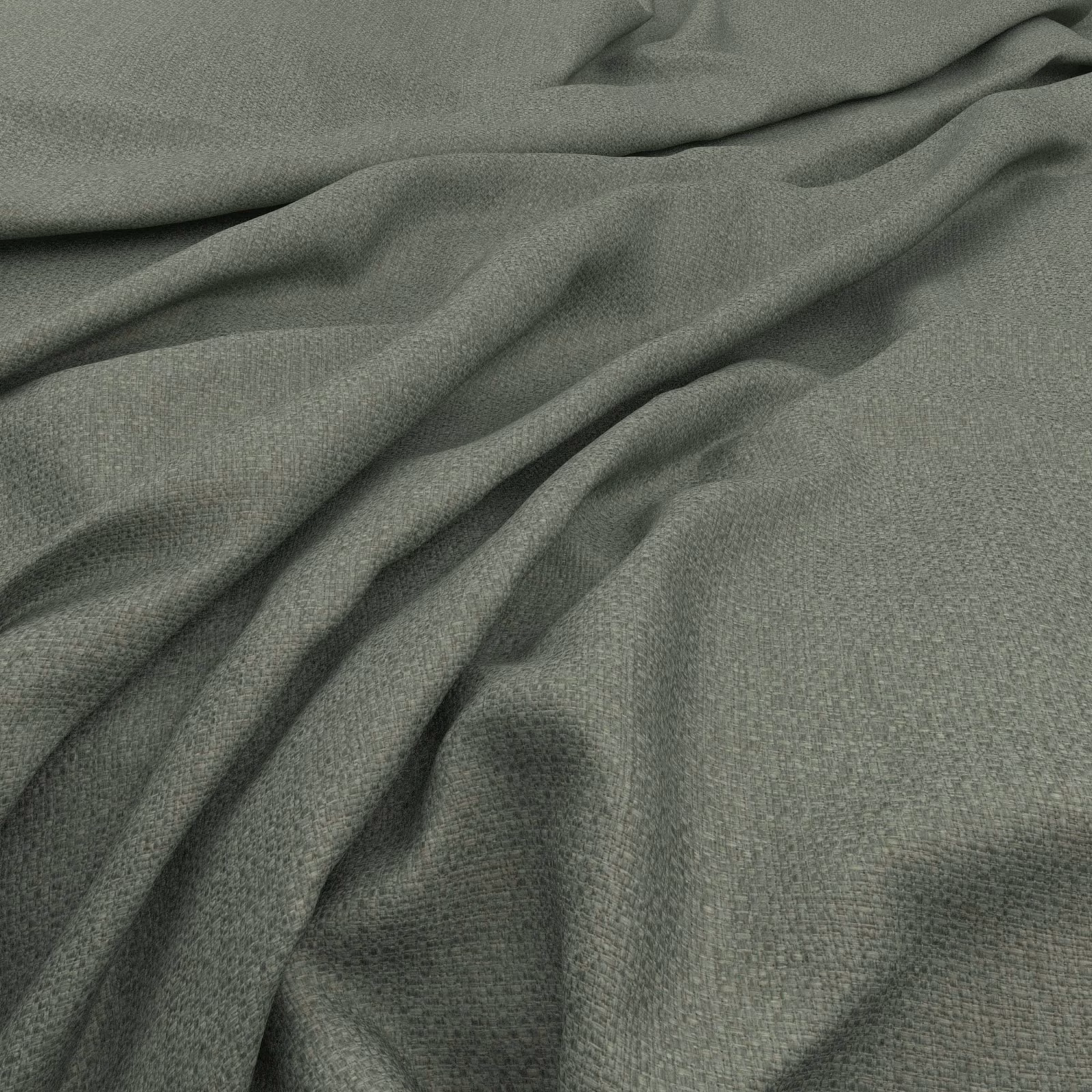 Muted sage-green woven textile with fine texture and softly draped folds