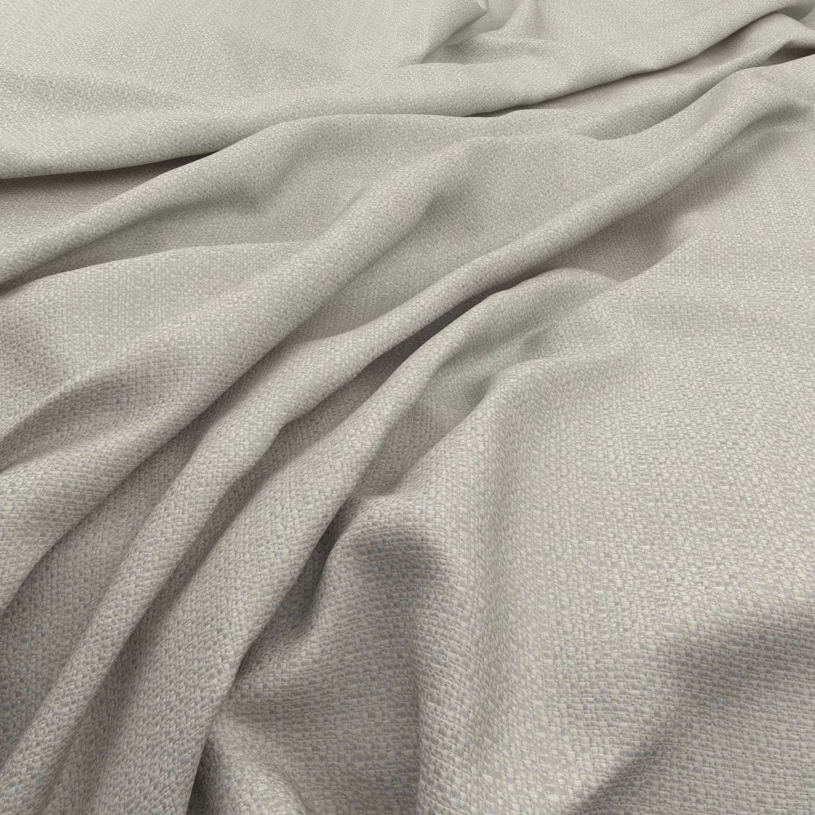 Pale cool grey woven fabric draped in soft folds with fine texture