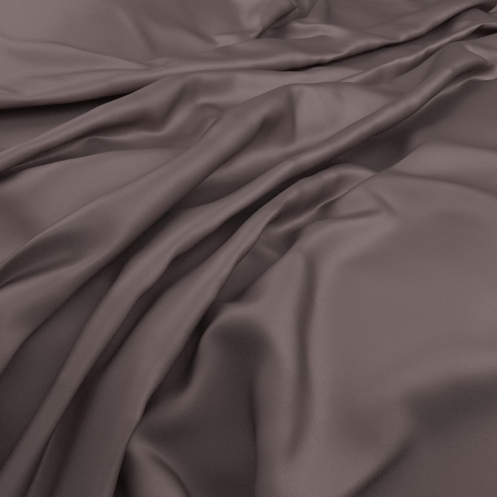 Dusty amethyst mauve fabric draped in smooth, softly reflective folds