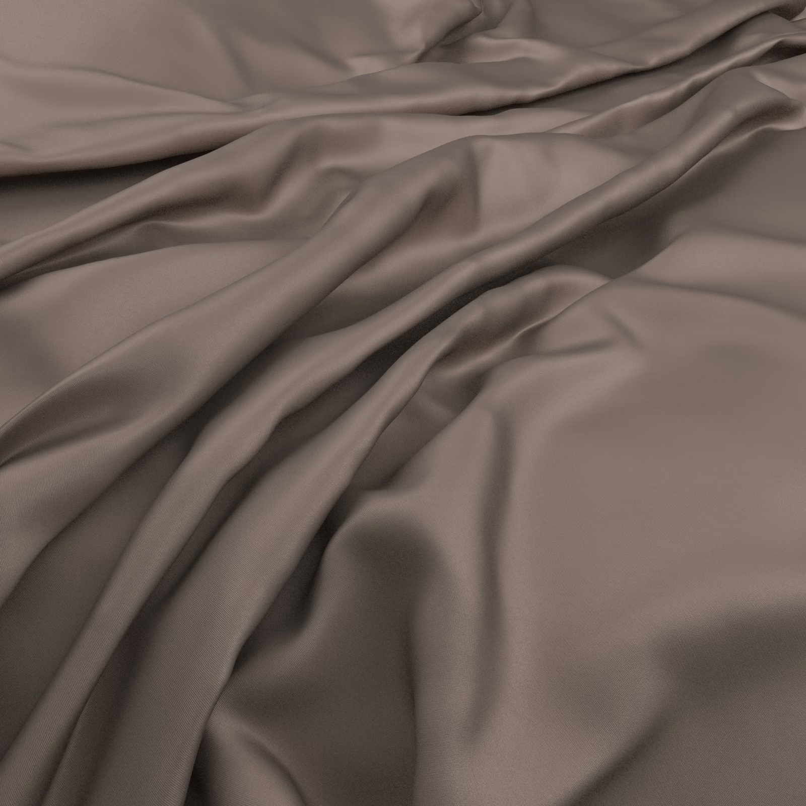 Smooth cool taupe-grey cloth gathered into deep, softly lustrous folds