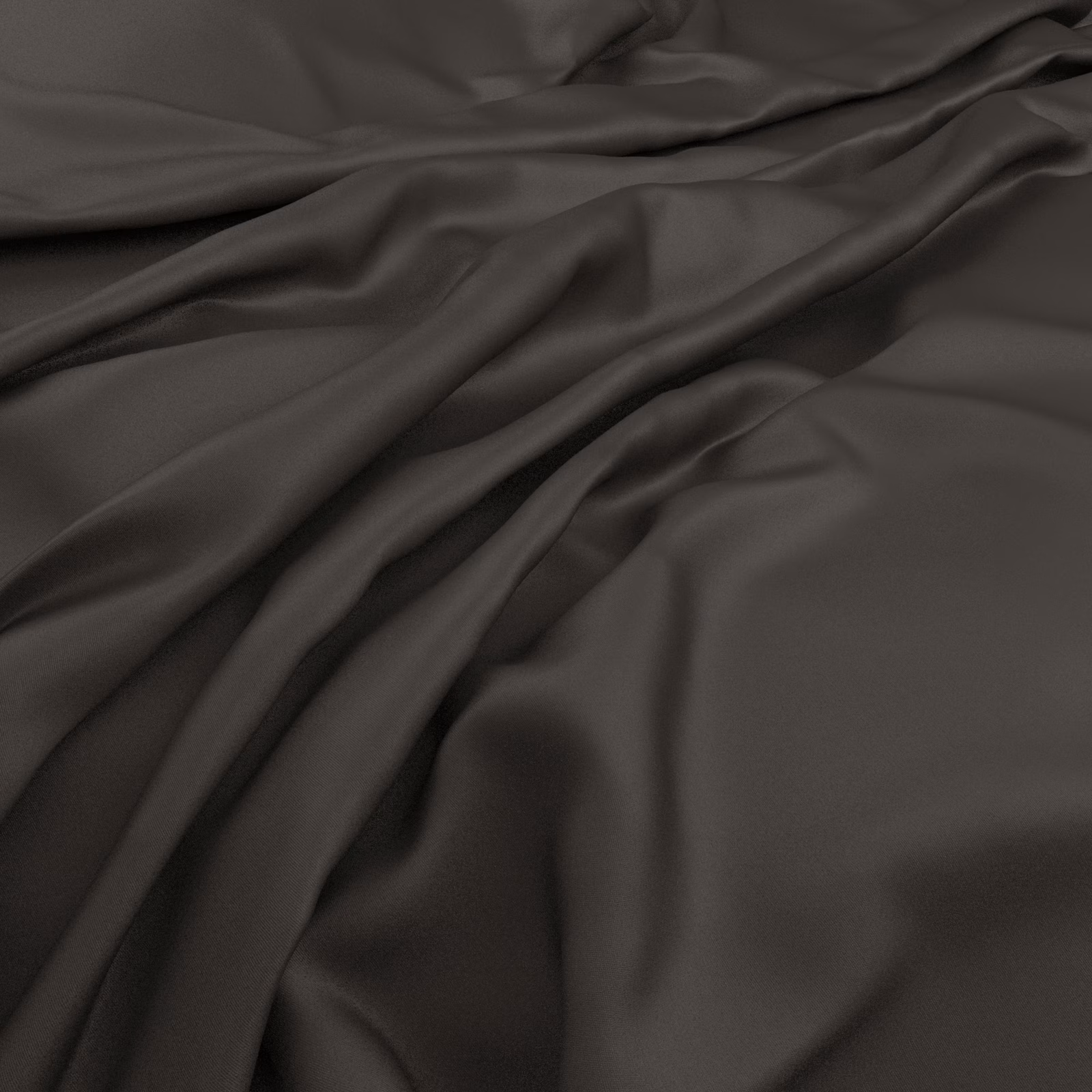 Deep ash-grey Serena fabric gathered in fluid folds with a soft sheen