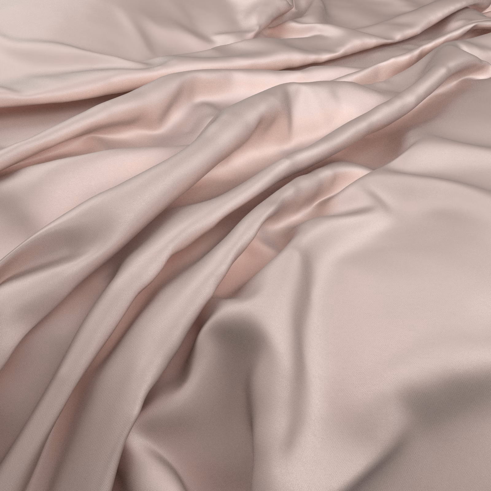 Pale blush pink Serena fabric falling in smooth, lustrous draped folds