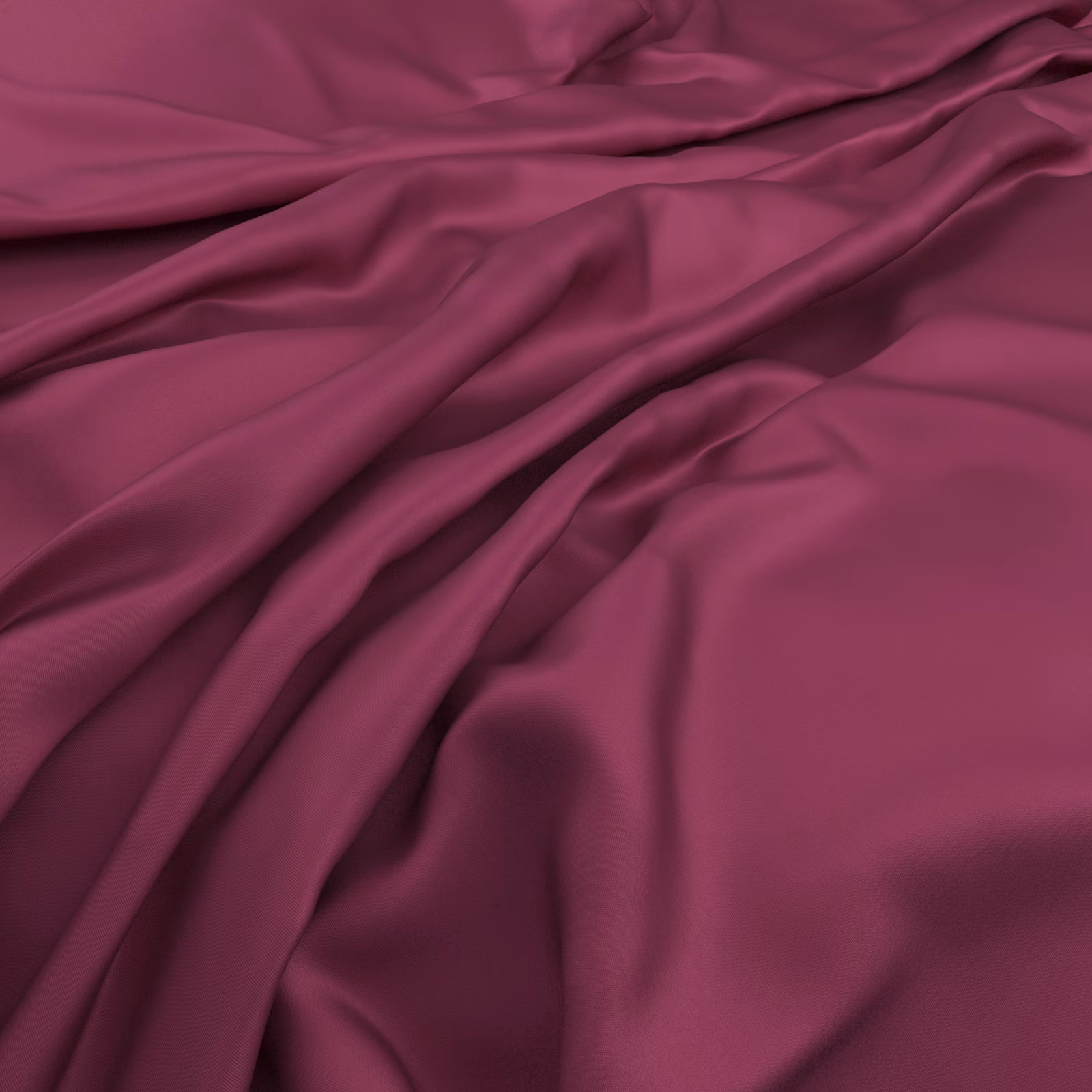 Deep berry-red Serena fabric falling in glossy, fluid folds with plum-toned shadows