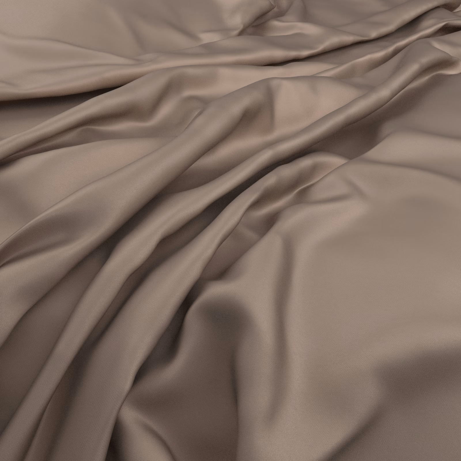Warm chestnut-taupe fabric draped in soft folds with a subtle satin sheen