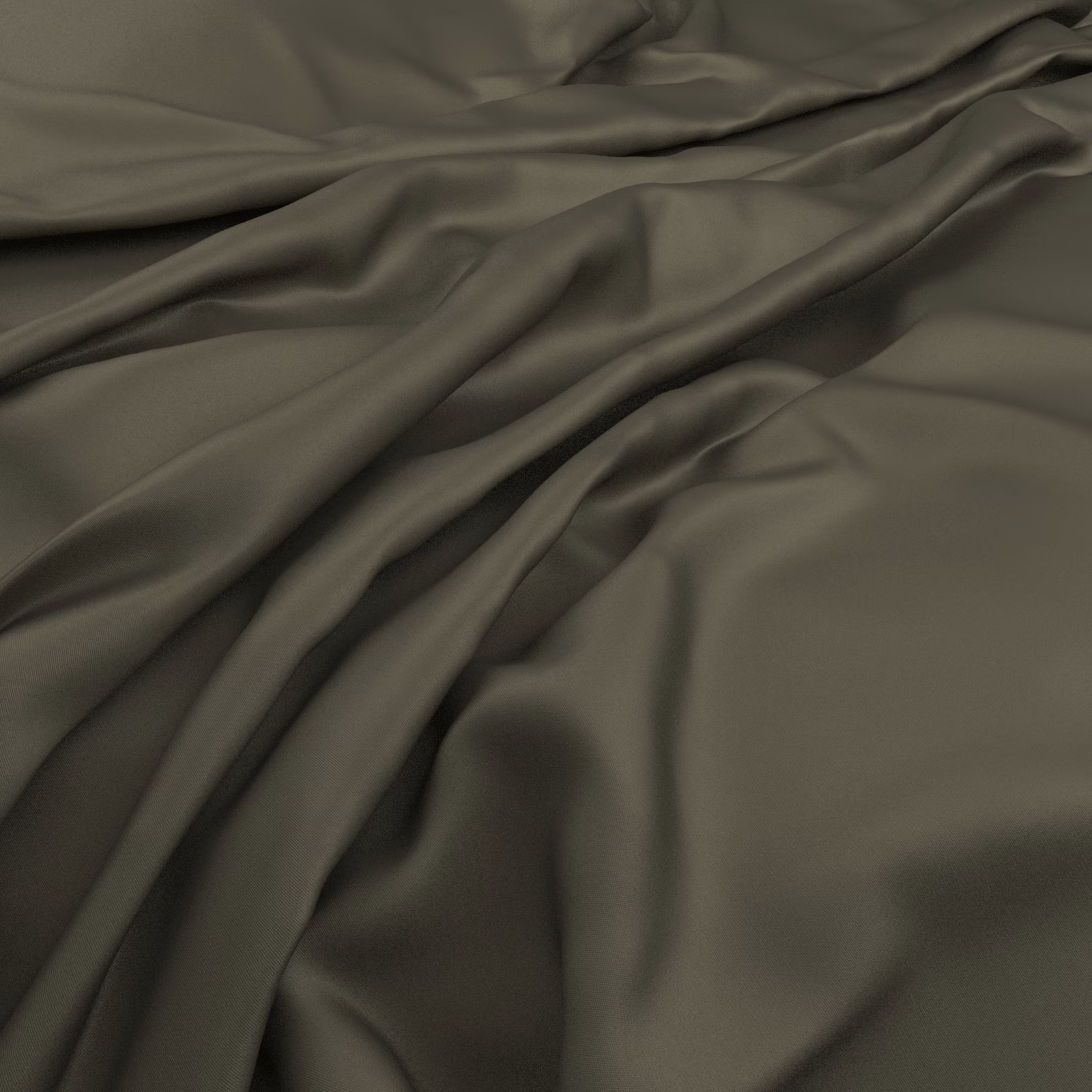Deep conifer-green cloth in fluid folds with a muted satin sheen