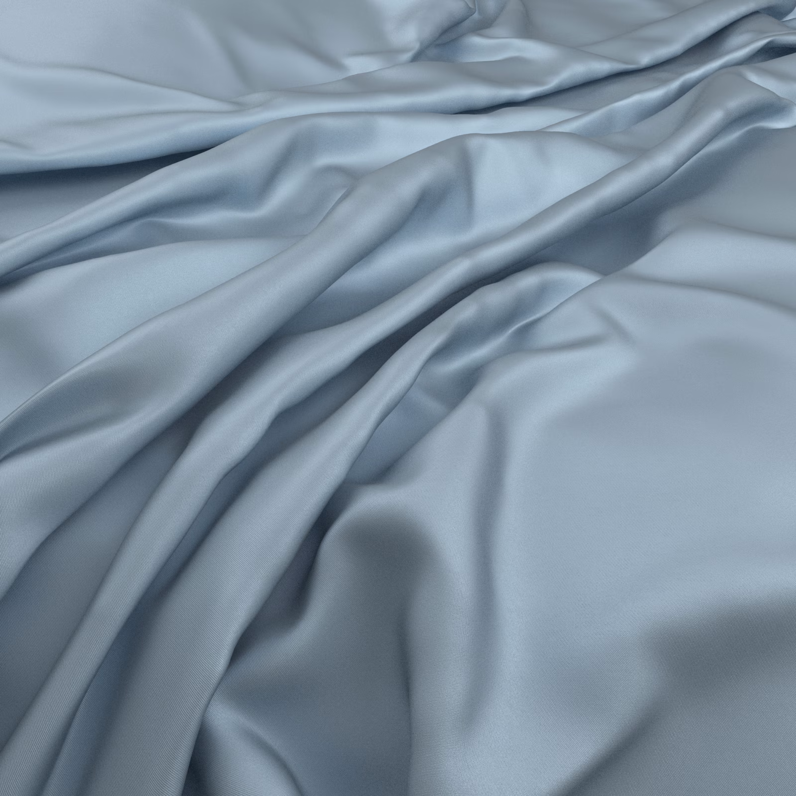 Pale icy blue-grey fabric falling in smooth, softly lustrous fluid folds
