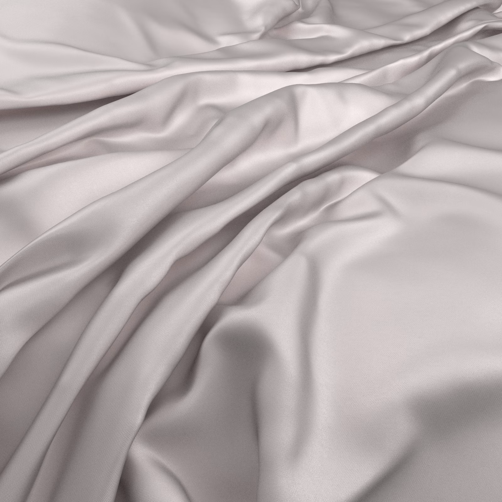 Pale Glacier grey cloth falling in smooth, lustrous folds with cool lilac shadows