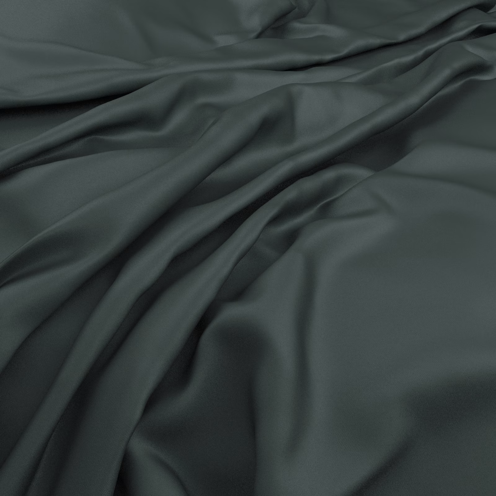 Deep juniper-green cloth draped in soft folds with a subtle sheen