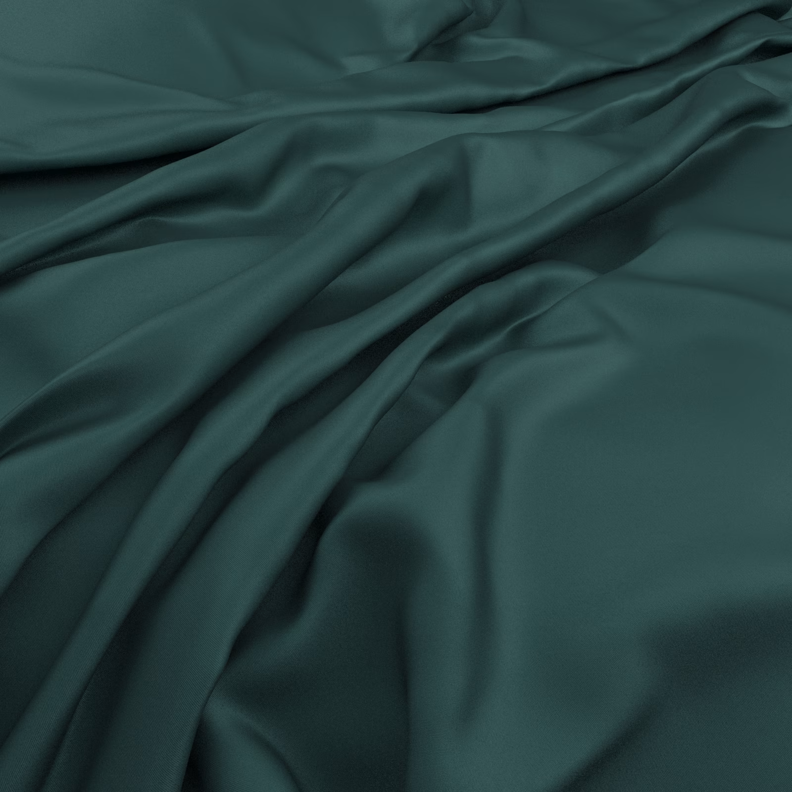 Deep kingfisher teal fabric falling in soft folds with a subtle lustrous sheen