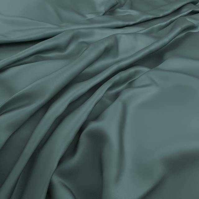 Draped smooth lagoon teal fabric with blue-green shading and soft satin sheen