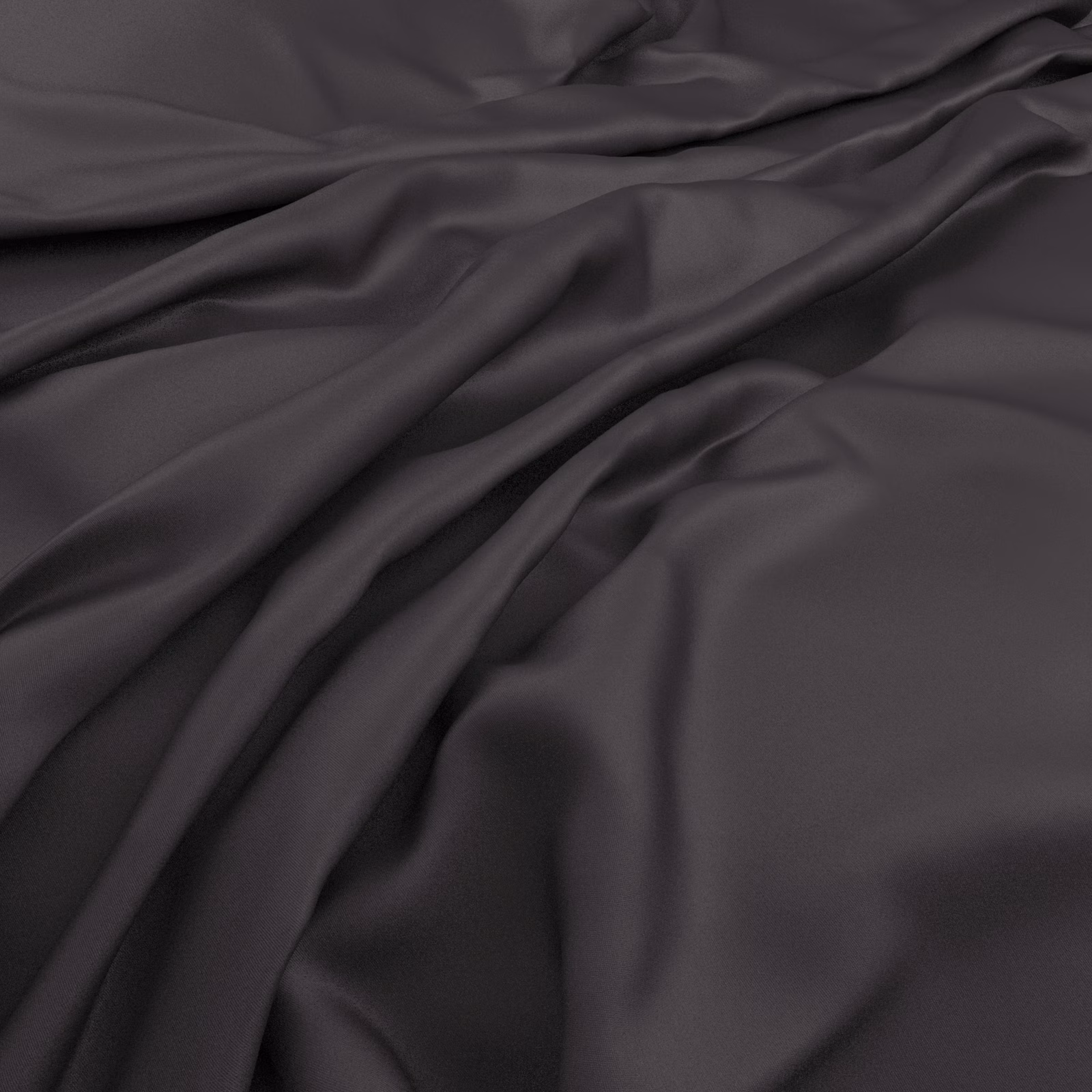 Deep charcoal-grey Serena fabric with smooth folds and a subtle sheen