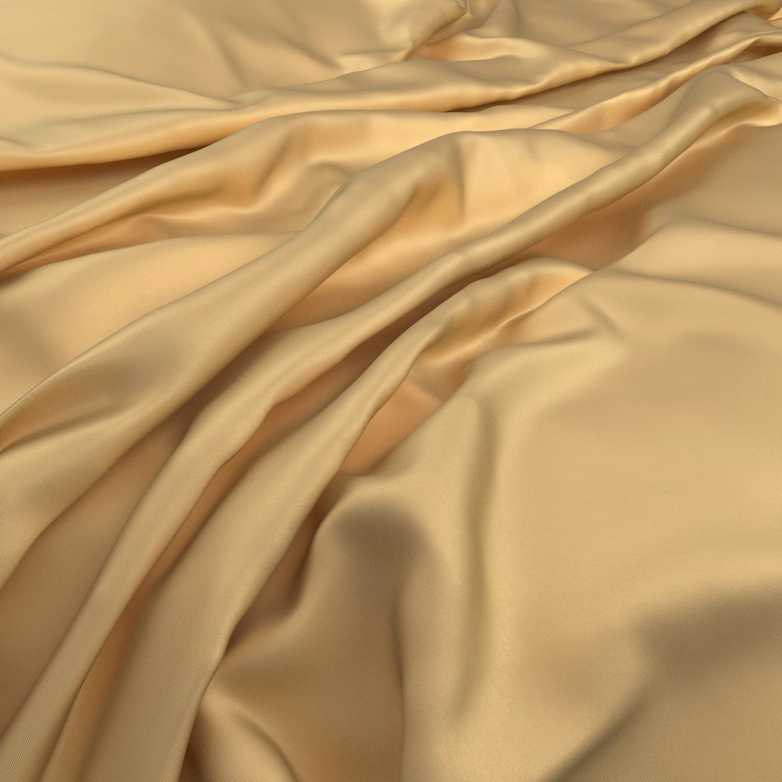 Warm marigold-gold fabric falling in smooth, softly reflective draped folds