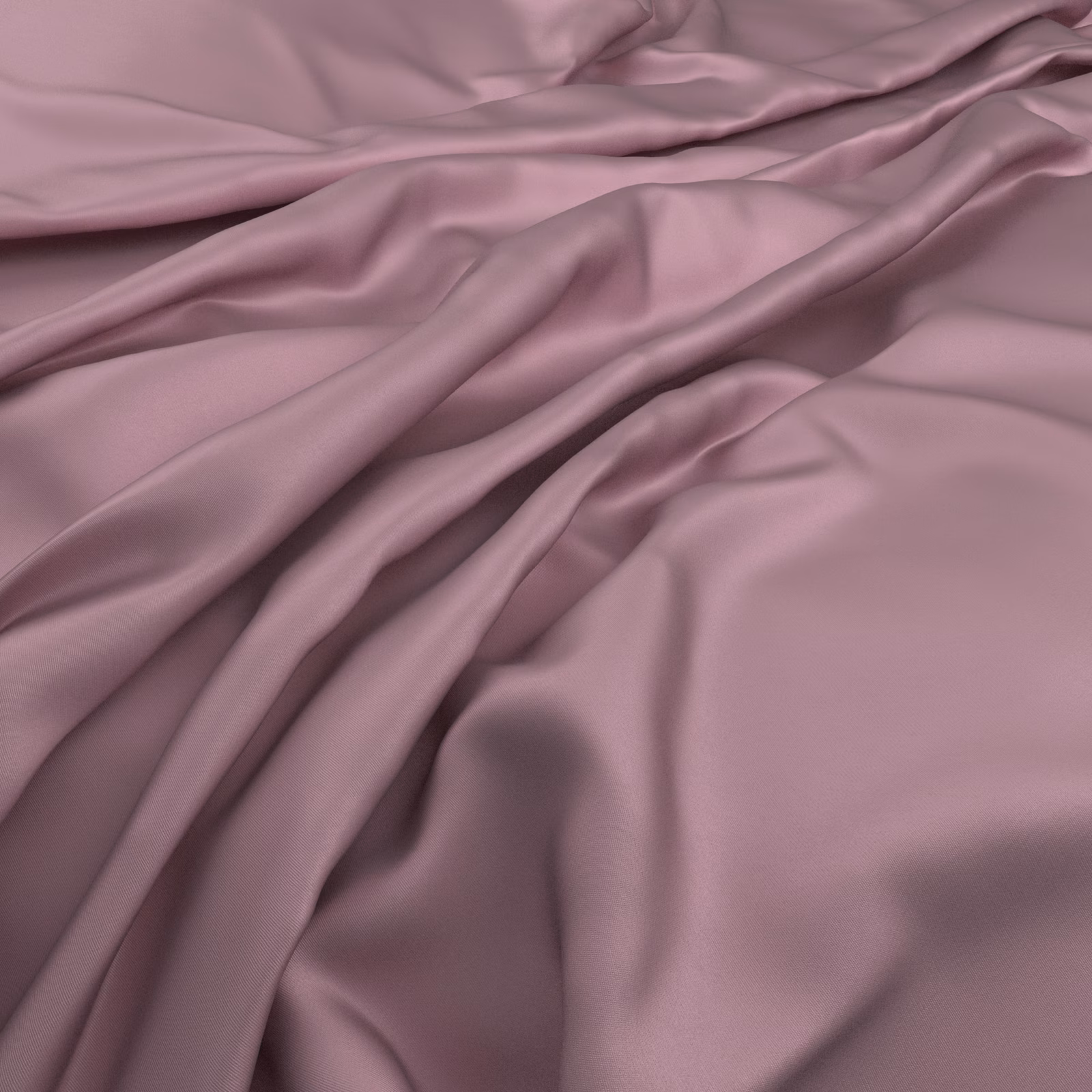 Fluid dusty mauve fabric with smooth sheen and deep flowing folds