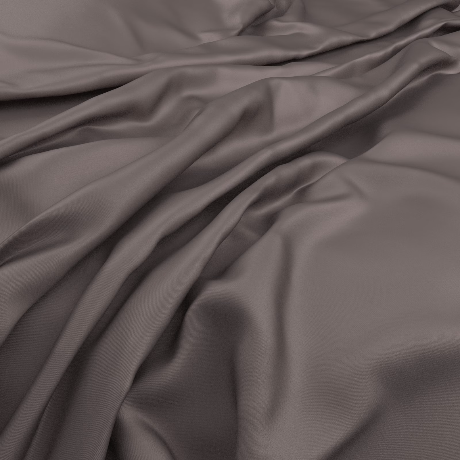 Fluid nickel-grey cloth gathered into soft, reflective folds