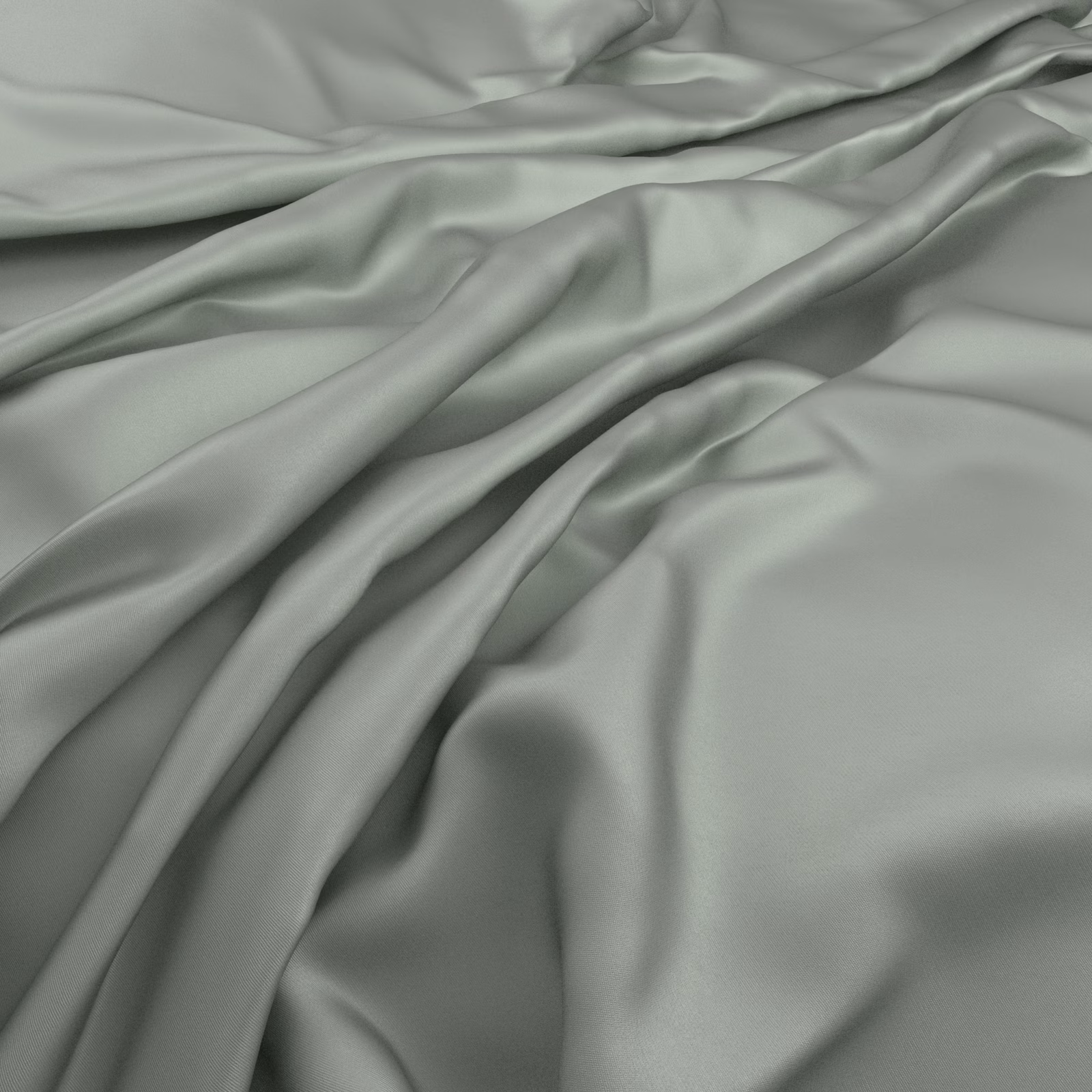 Pale seafoam green Serena fabric with smooth satin-like sheen in flowing folds