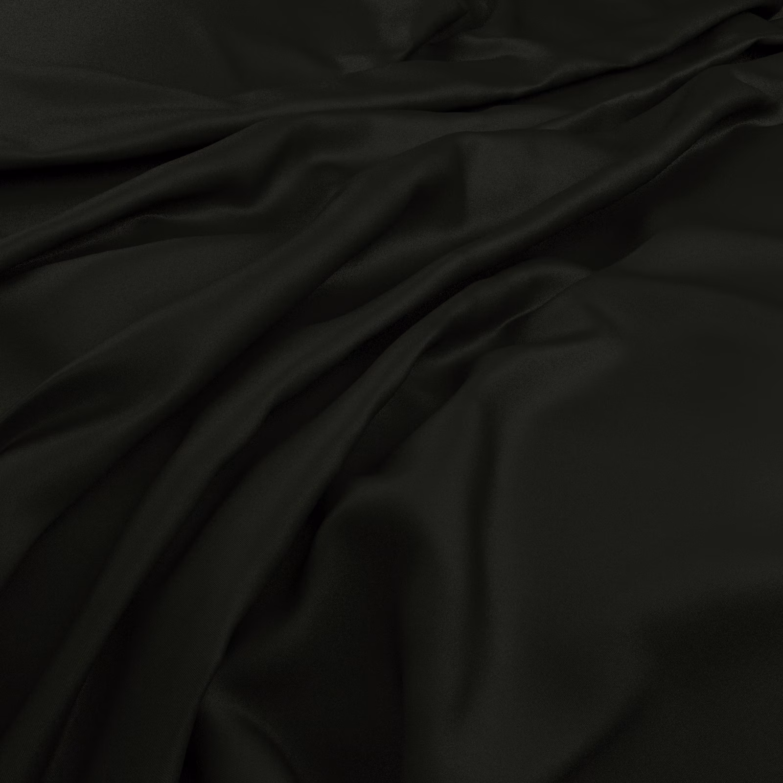 Near-black Soot fabric falling in smooth, softly reflective folds