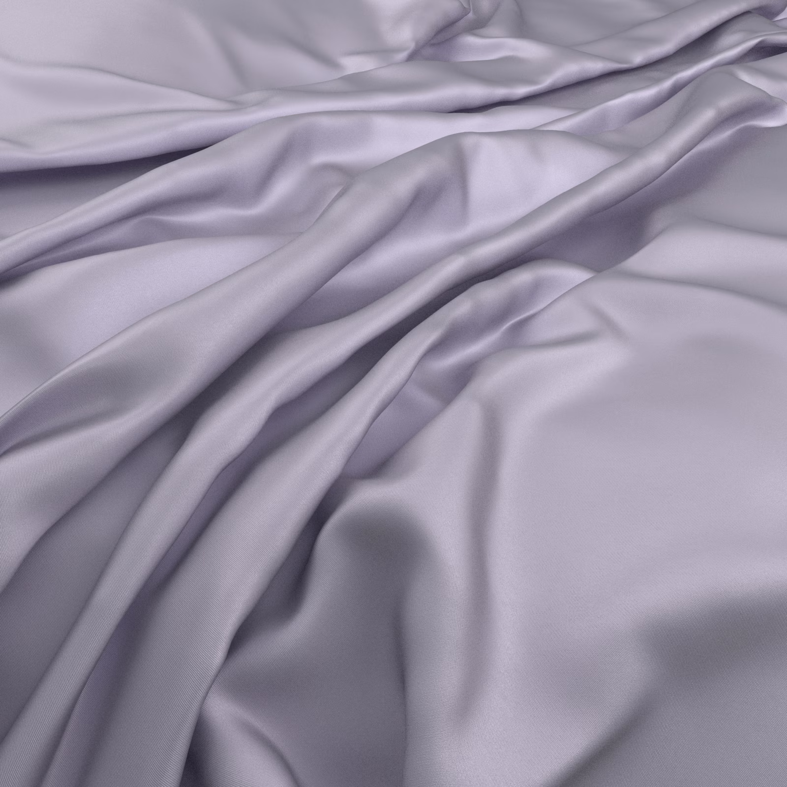 Pale wisteria lavender fabric with a smooth satin-like sheen in flowing folds