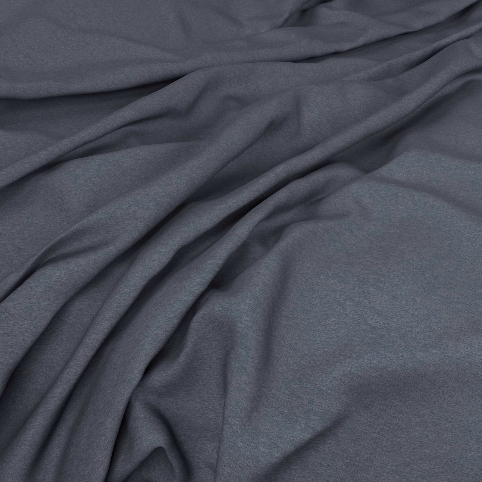 Cool charcoal-grey fabric draped in fluid folds with a subtle fine texture