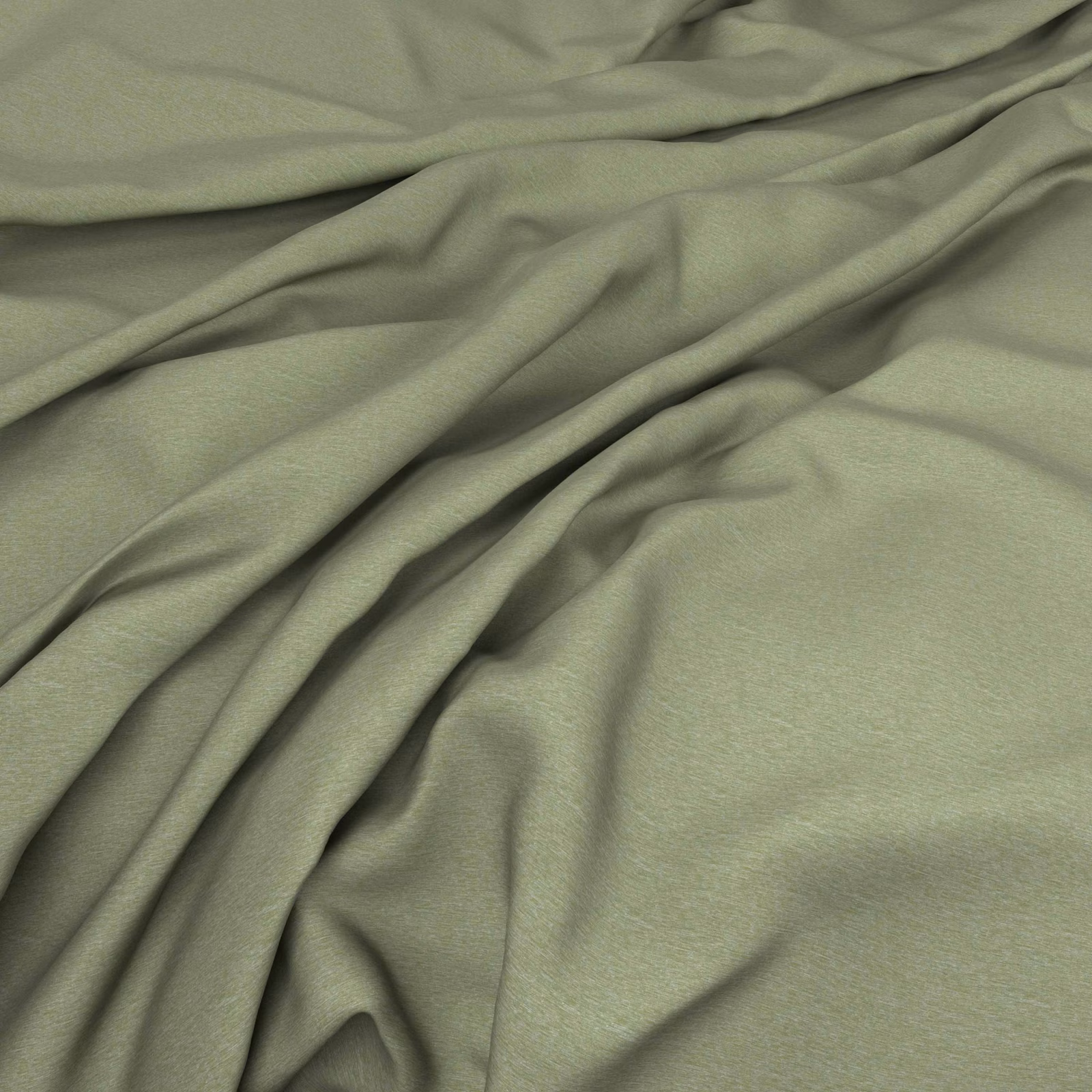 Muted avocado olive fabric with softly lustrous folds and a fine surface texture