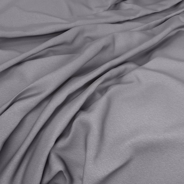 Cool cloud-grey plain fabric with smooth texture and soft satin-like folds