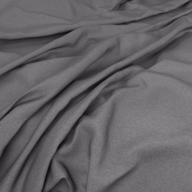Soft mid-grey fabric with a fine matte weave gathered into fluid folds