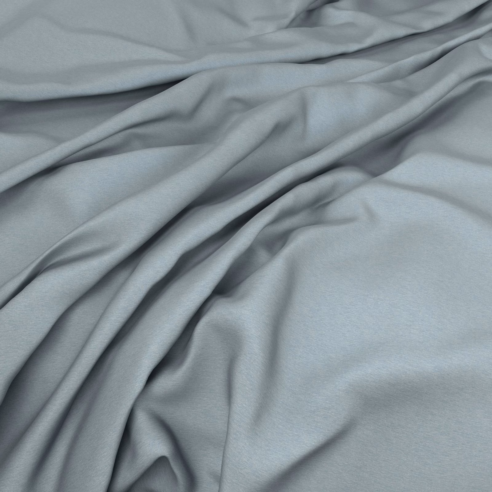 Pale blue-grey plain fabric falling in soft, satin-like folds with subtle sheen