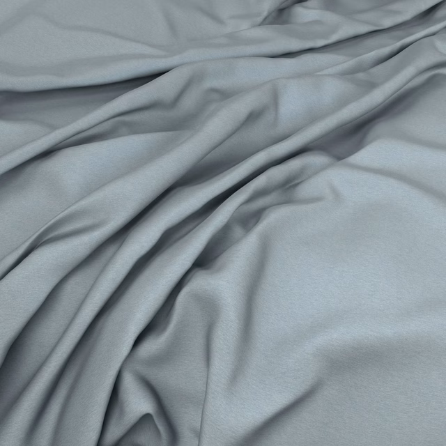 Pale blue-grey plain fabric falling in soft, satin-like folds with subtle sheen