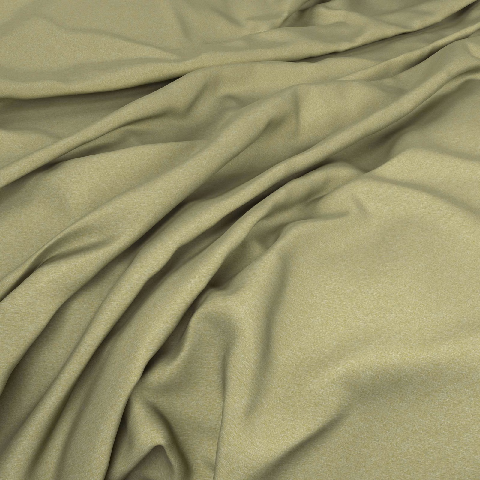 Muted olive-green fabric with smooth texture and softly lustrous flowing folds