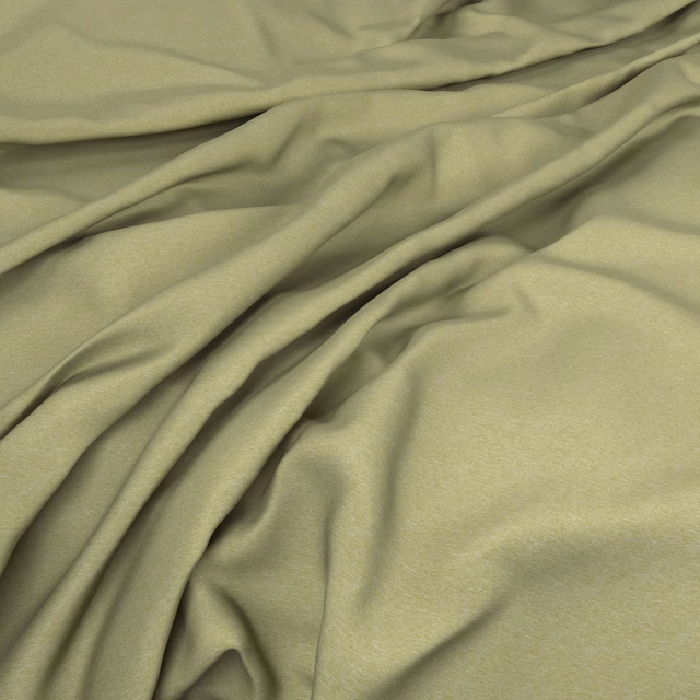 Muted olive-green fabric with smooth texture and softly lustrous flowing folds