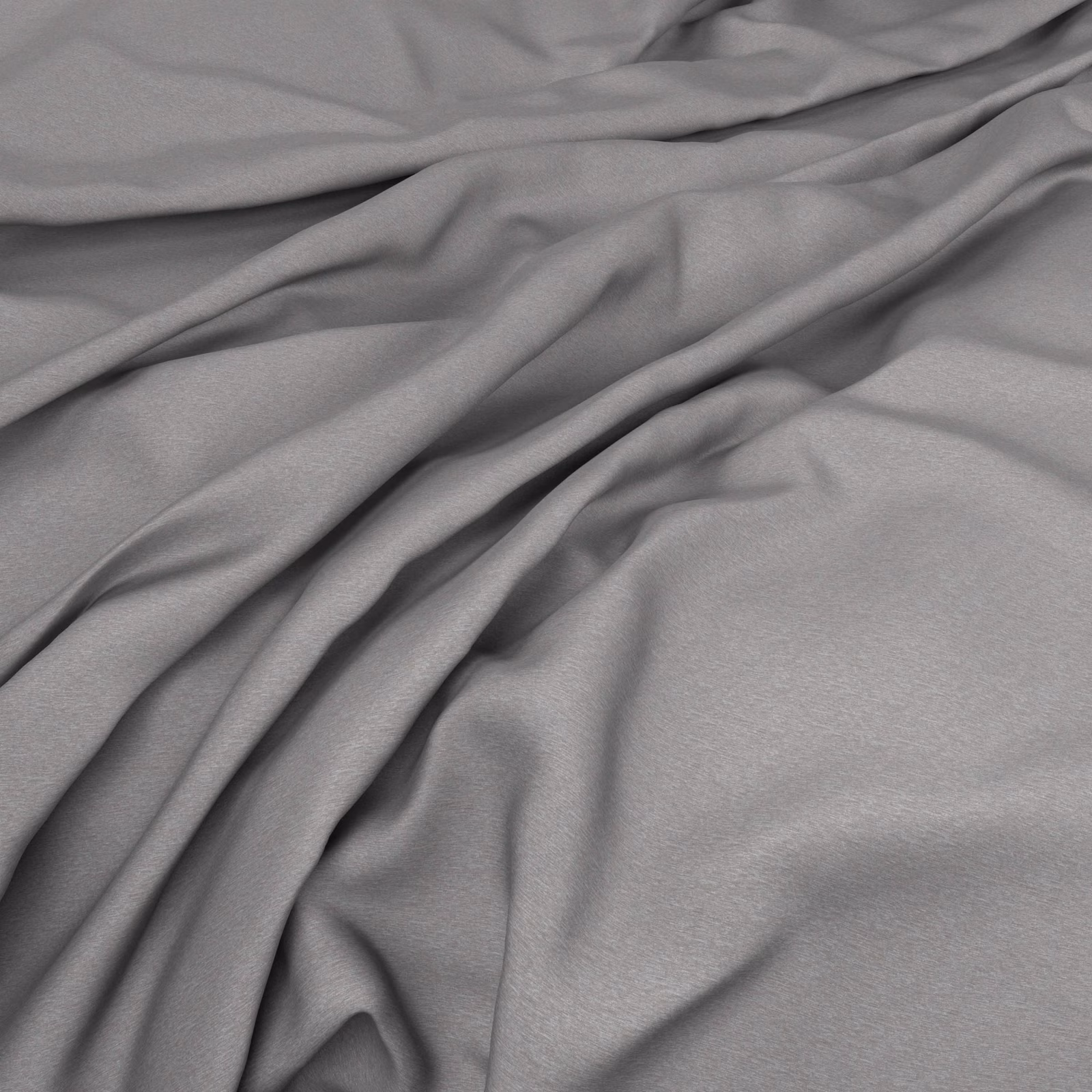 Smooth smoky-grey fabric gathered into soft, fluid folds