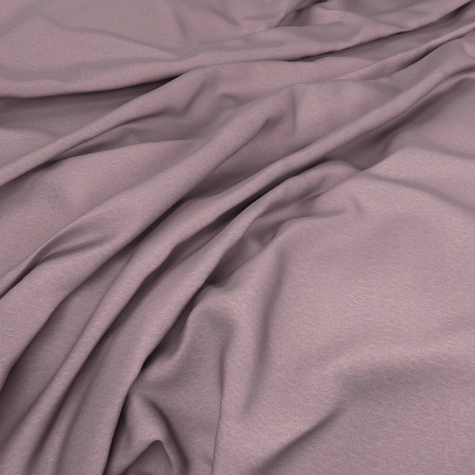 Draped swatch of muted mauve-purple plain fabric with fine matte texture and soft folds
