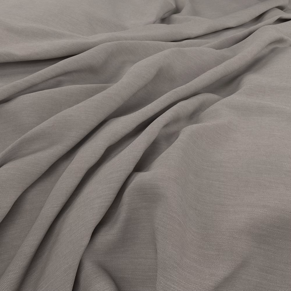 Soft dolphin-grey finely woven fabric draped in fluid, deep folds
