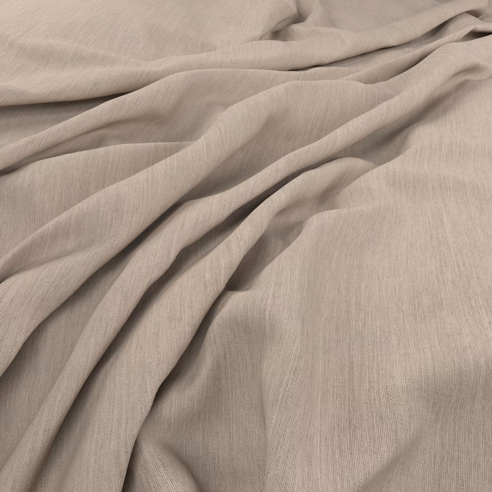 Warm taupe Driftwood textile with fine vertical weave gathered into soft folds