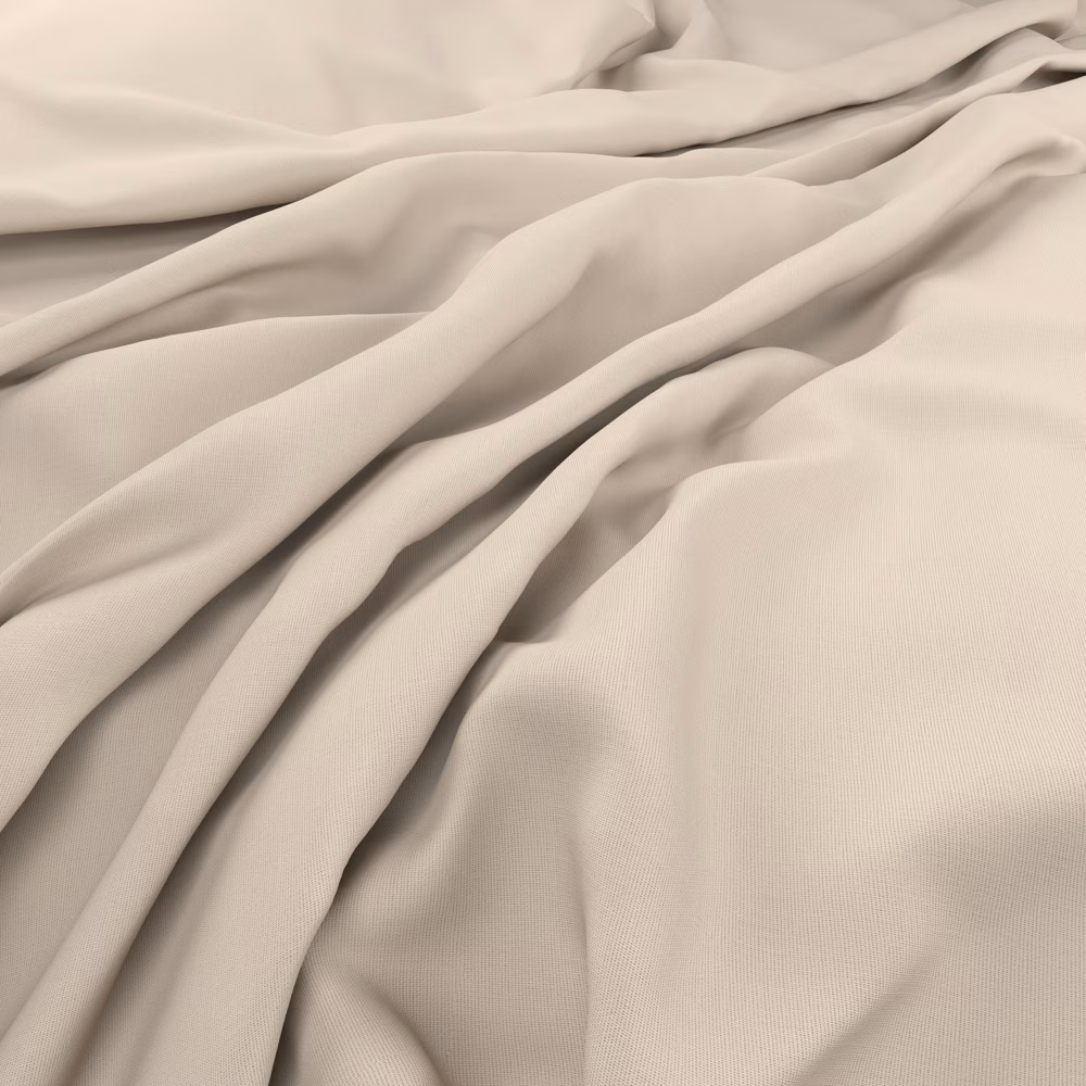 Pale warm-ivory plain fabric draped in soft folds with a fine even weave