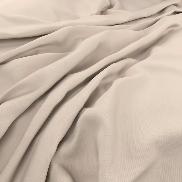 Pale warm-ivory plain fabric draped in soft folds with a fine even weave