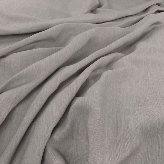 Cool shark-grey fine weave falling in softly gathered, fluid folds