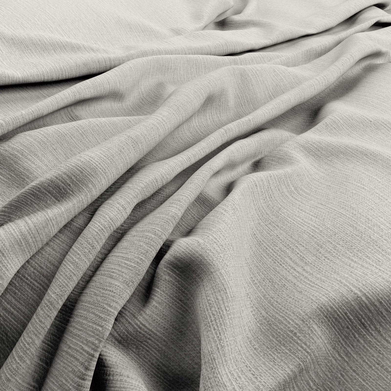 Pale alabaster fabric falling in soft folds, showing a fine linear texture