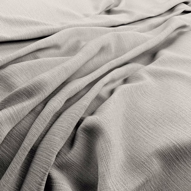 Pale alabaster fabric falling in soft folds, showing a fine linear texture
