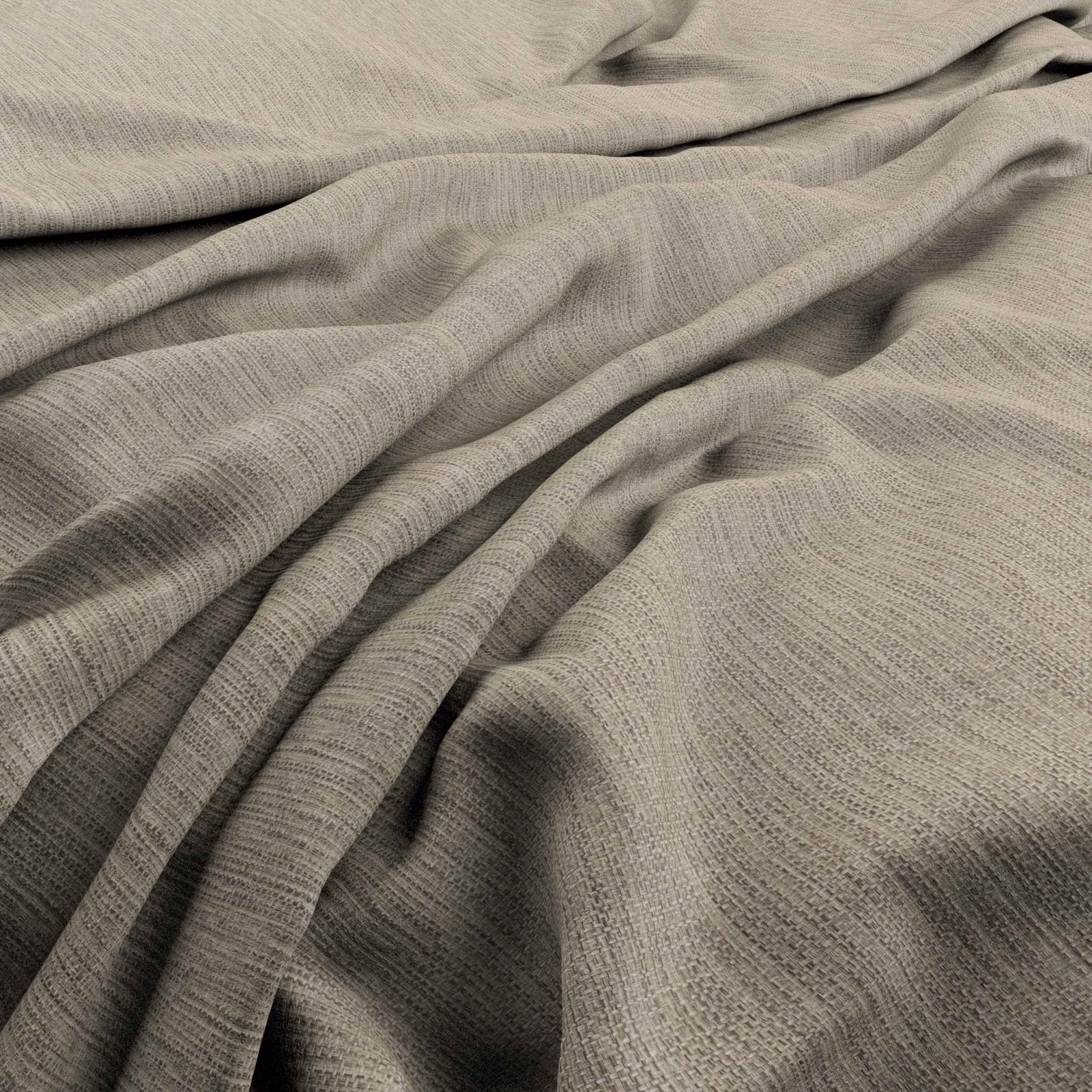 Antique greige woven fabric with fine horizontal texture draped into soft folds