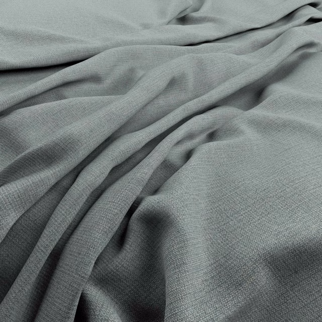 Muted aqua-grey woven fabric falling into soft, fluid folds