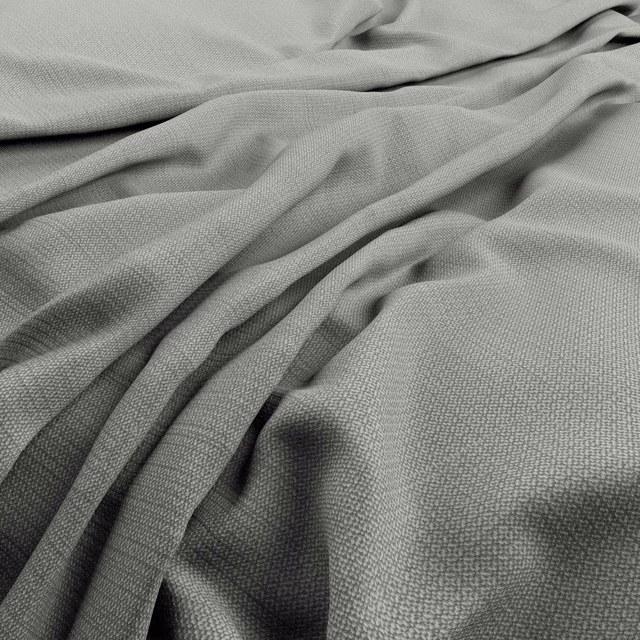 Soft cloud-grey woven fabric gathered into fluid folds with fine texture