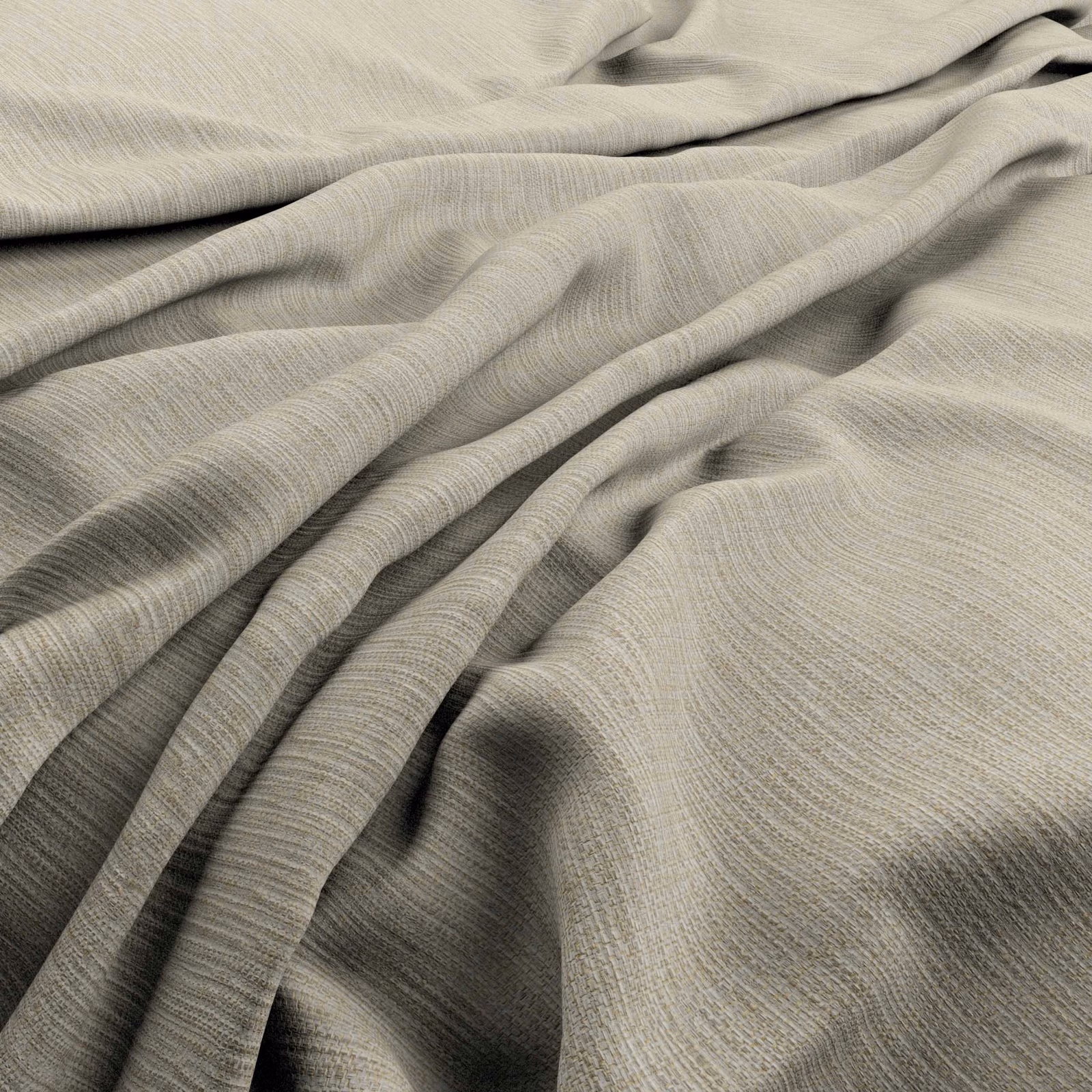Pale papyrus beige fabric with fine horizontal weave gathered into soft folds