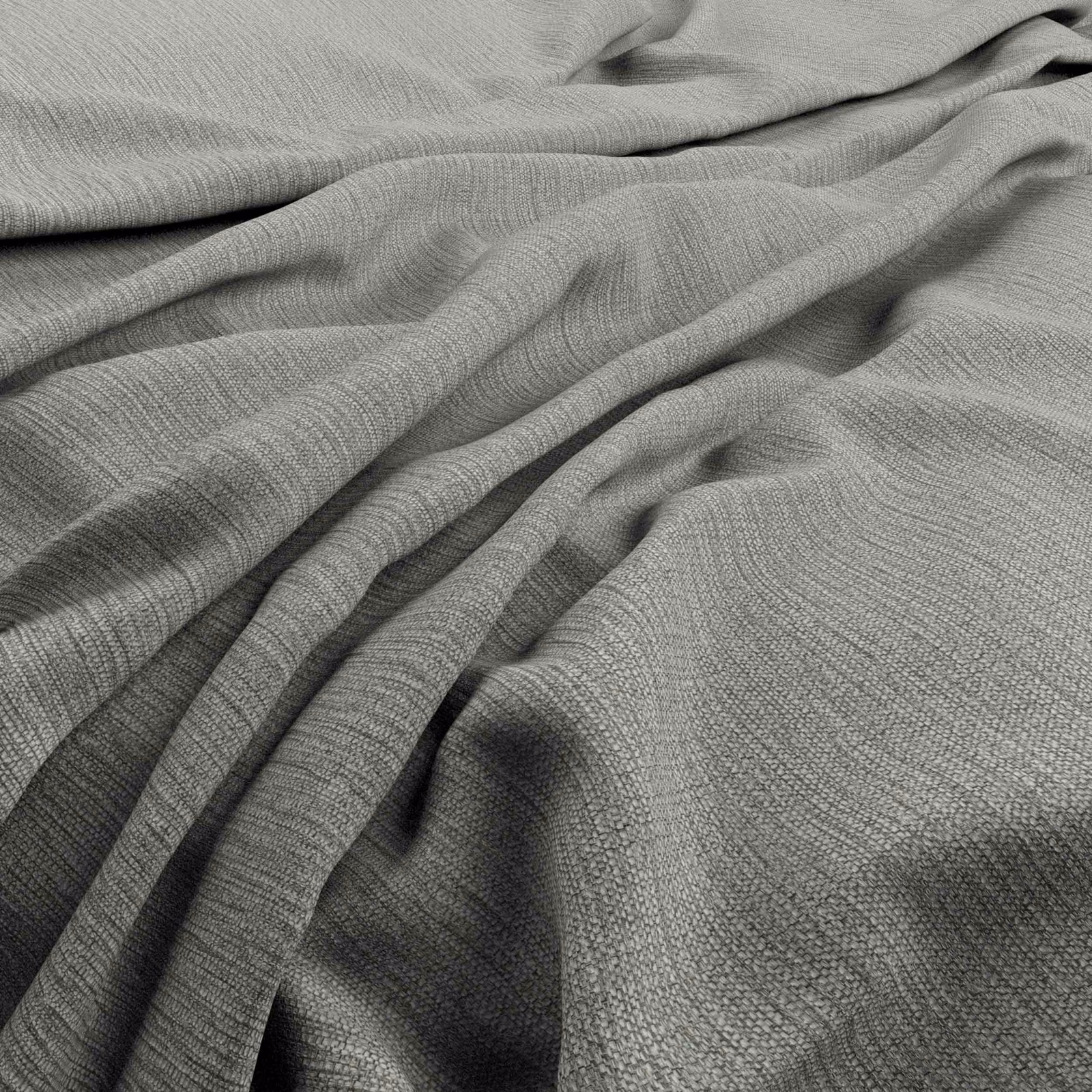 Cool mineral-grey woven fabric showing fine texture and soft draped folds