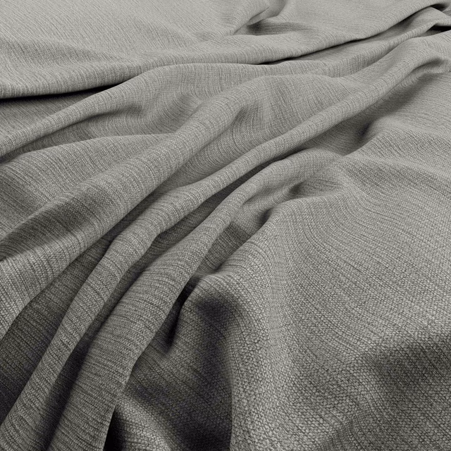 Cool mineral-grey woven fabric showing fine texture and soft draped folds