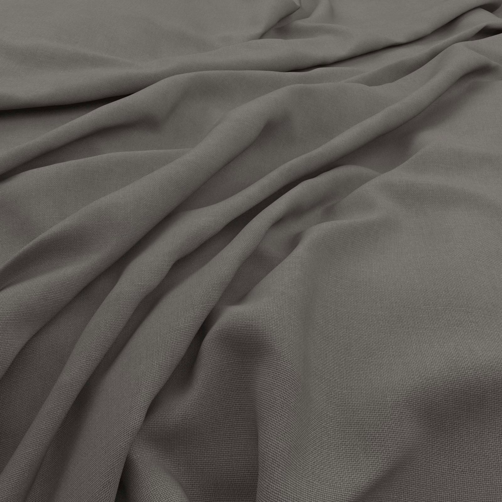 Soft ash-grey woven cloth with fine slubs and deep flowing folds