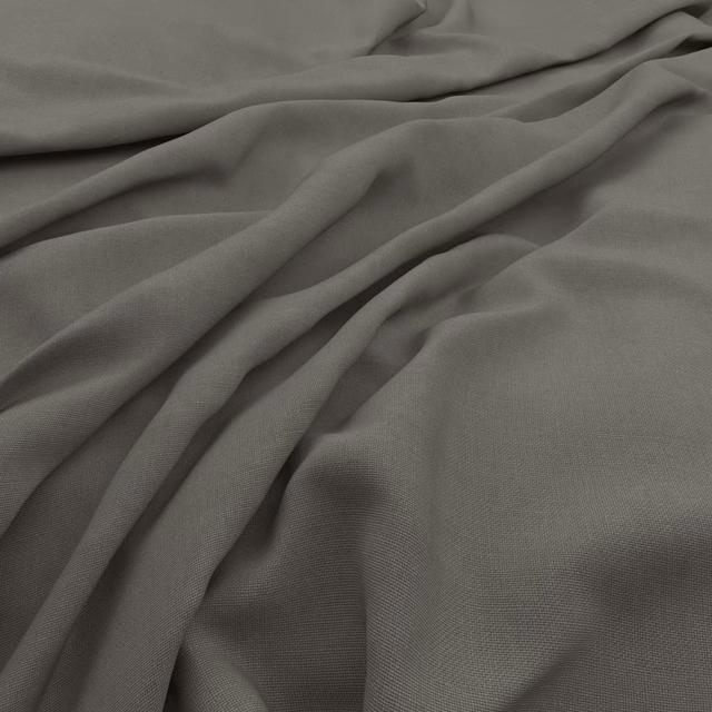 Soft ash-grey woven cloth with fine slubs and deep flowing folds