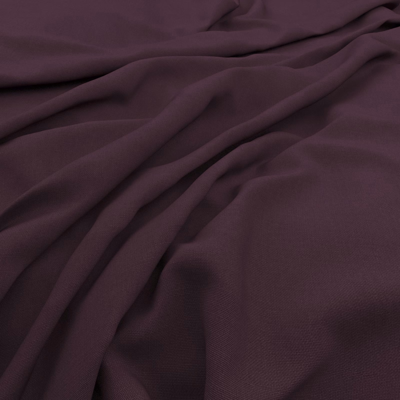Deep plum slubby linen with soft folds and a fine woven texture