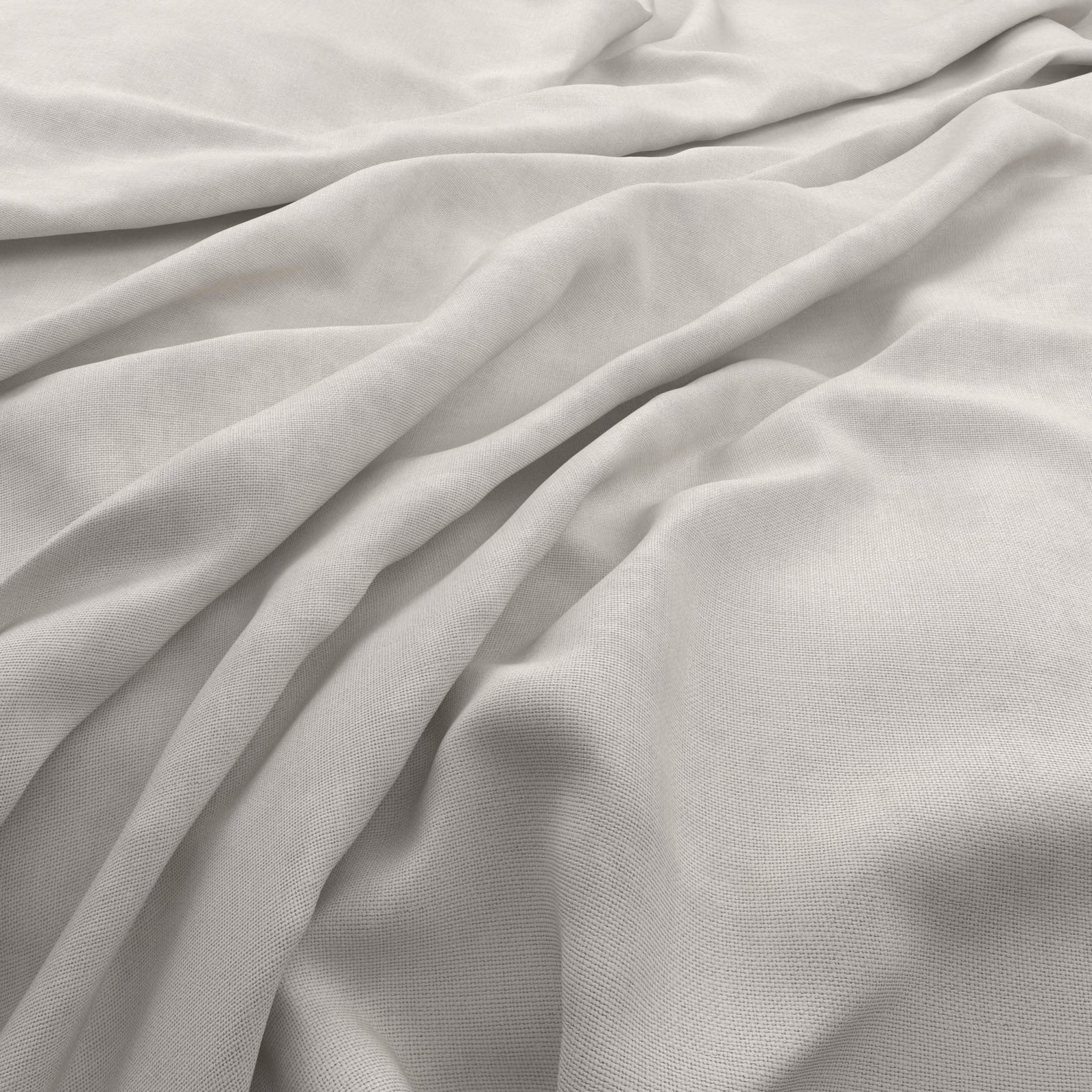 Soft ivory woven fabric gathered into fluid folds with a subtle slubby texture