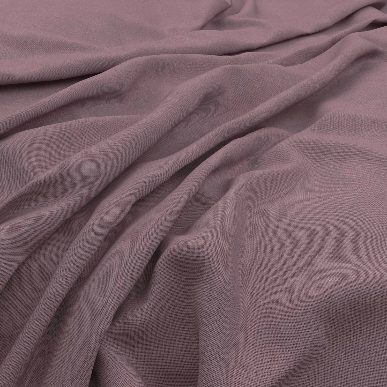 Dusky mauve-lilac fabric with fine slubby weave falling into soft fluid folds