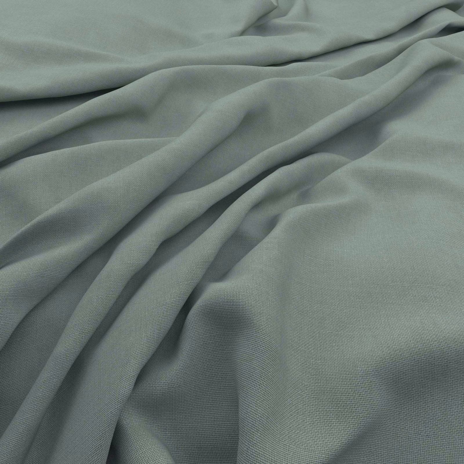 Muted seaglass blue-green fabric with fine woven texture and soft folds